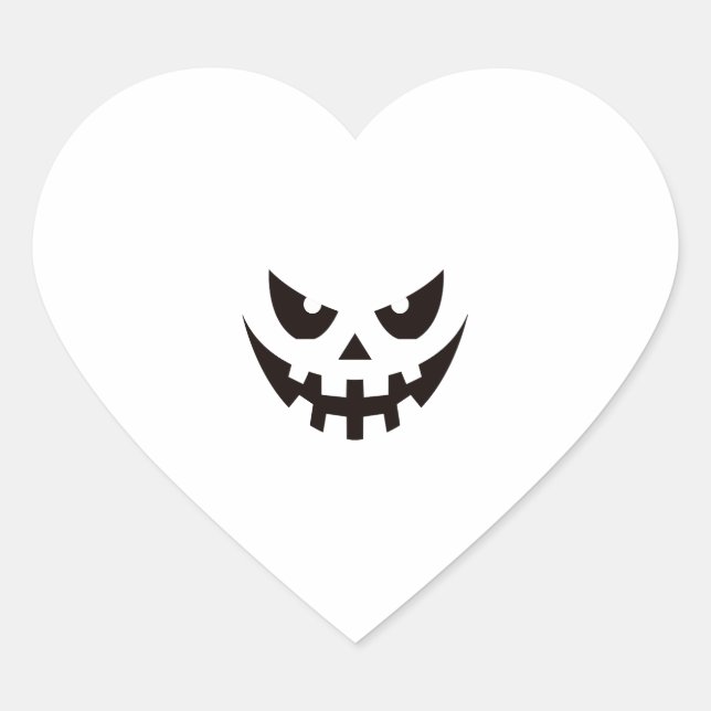 Halloween Pumpkin Face  Heart Sticker (Front)