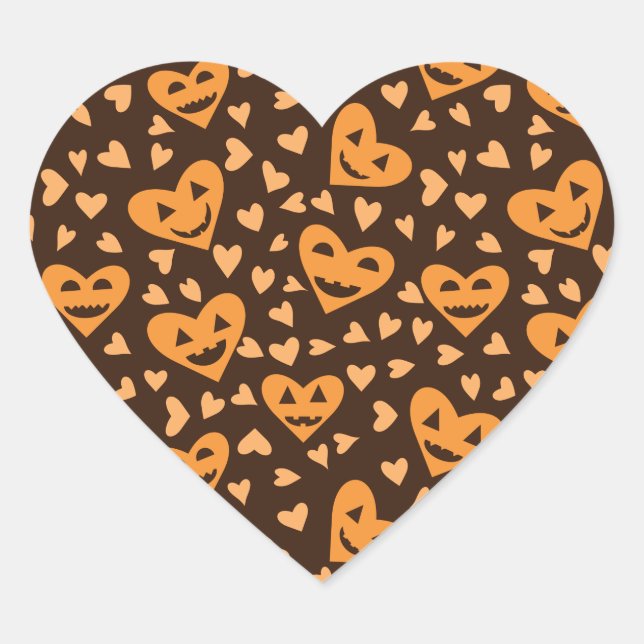 Halloween Pumpkin face in heart shapes pattern  He Sticker (Front)