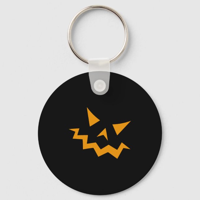 Halloween Pumpkin Face - Orange Horror Key Ring (Front)
