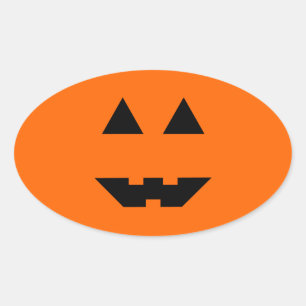 Halloween Pumpkin Face Oval Sticker