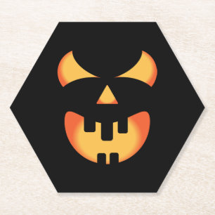 Halloween pumpkin face paper coaster