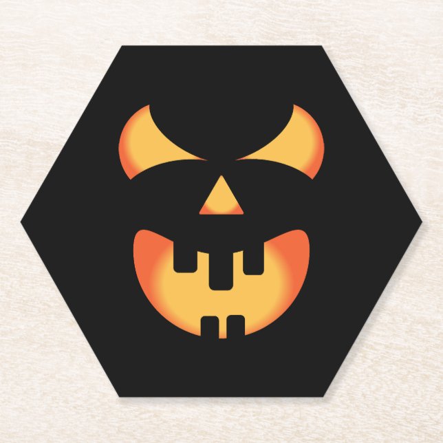 Halloween pumpkin face paper coaster (Front)