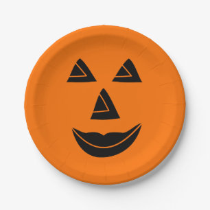 Halloween Pumpkin Face Paper Plate