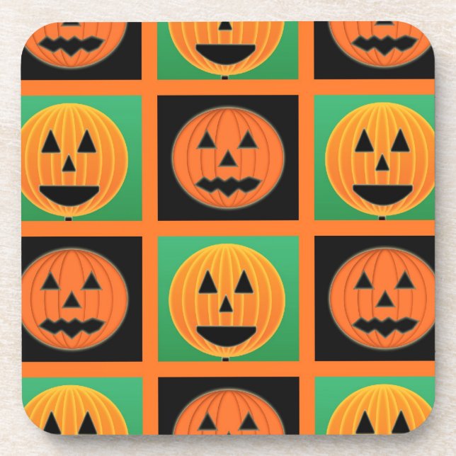 Halloween pumpkin face pattern coaster (Front)