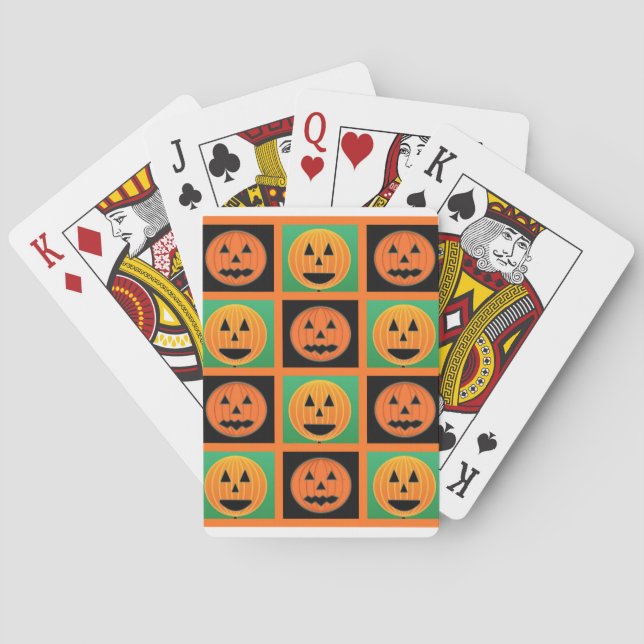 Halloween pumpkin face pattern playing cards (Back)