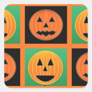 Halloween pumpkin face pattern square sticker