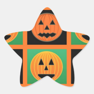 Halloween pumpkin face pattern star sticker