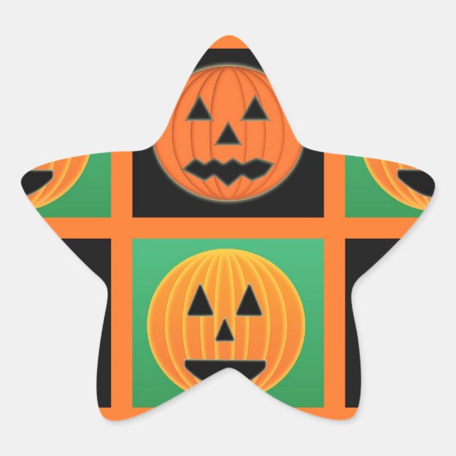 Halloween pumpkin face pattern star sticker (Front)