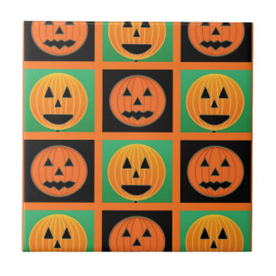 Halloween pumpkin face pattern tile