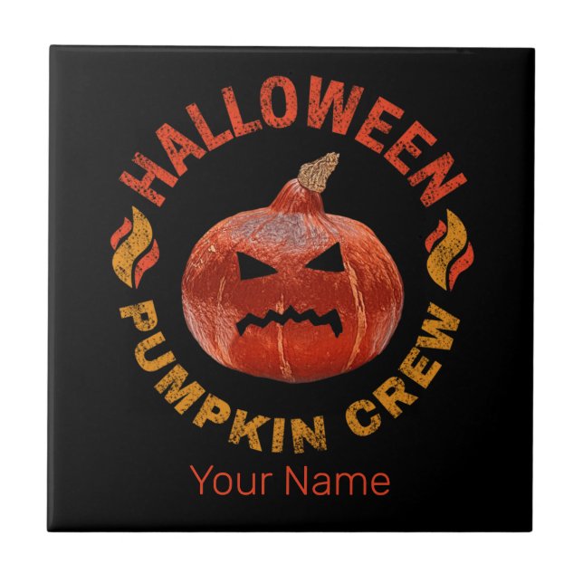 Halloween Pumpkin Face Retro Costume Thanksgiving Ceramic Tile (Front)