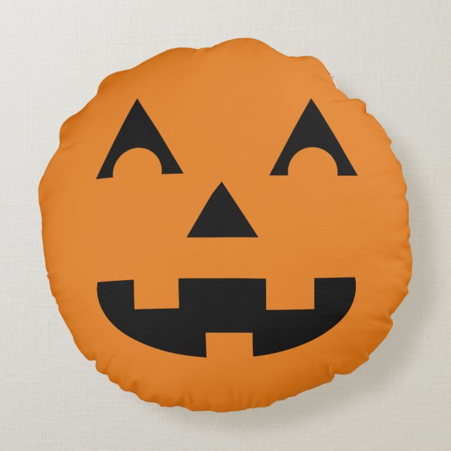 Halloween Pumpkin Face Round Cushion (Back)