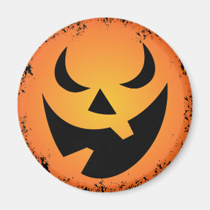 Halloween Pumpkin Face Round Magnet