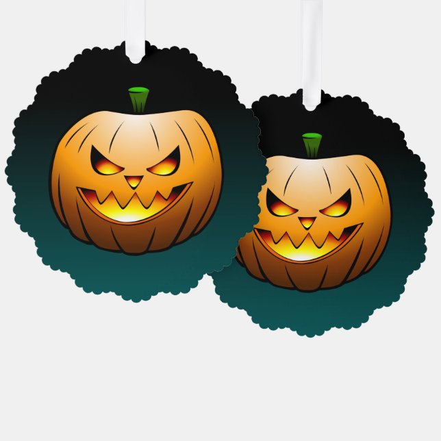 Halloween Pumpkin Face Tree Decoration Card (Front/Back)