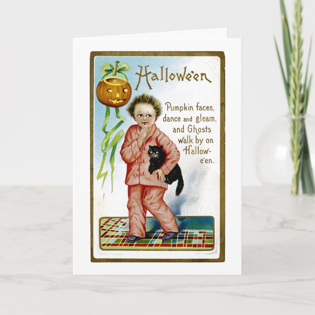 Hallowe'en Pumpkin Faces Card (Front)