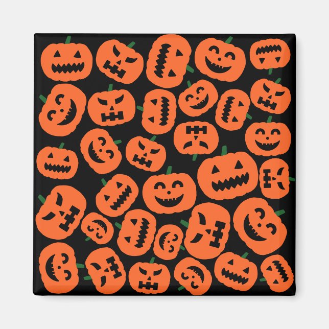 Halloween Pumpkin Faces Magnet (Front)