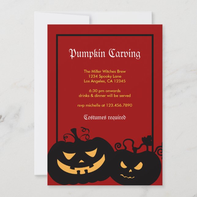 Halloween Pumpkin Faces Party Invitation (Front)