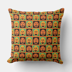 Halloween pumpkin faces pattern cushion
