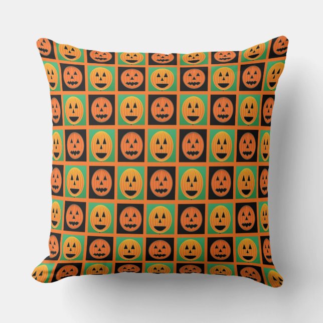 Halloween pumpkin faces pattern cushion (Front)