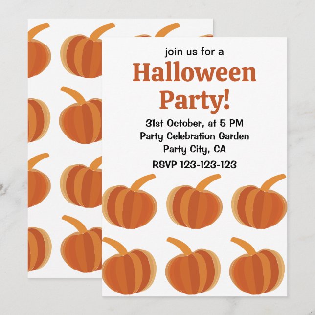 Halloween Pumpkin Fall Autumn Halloween Invitation (Front/Back)
