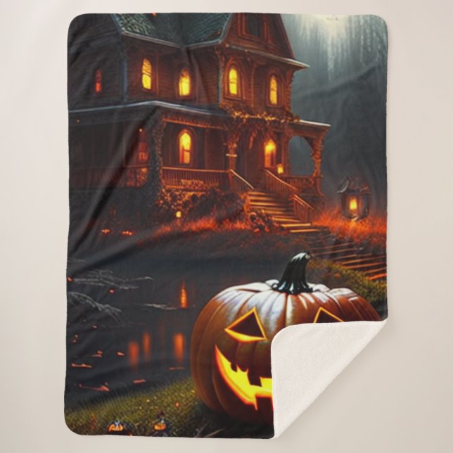 Halloween/Pumpkin/Fall  Sherpa Blanket (Front)
