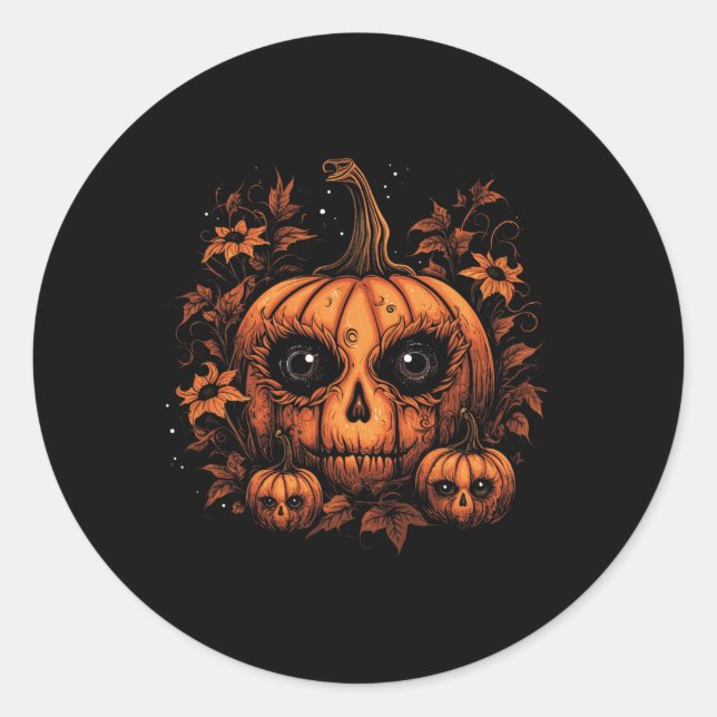 Halloween Pumpkin Fall Thanksgiving Autumn 1 Classic Round Sticker (Front)