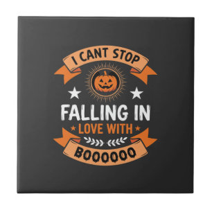 Halloween Pumpkin Falling In Love Ceramic Tile