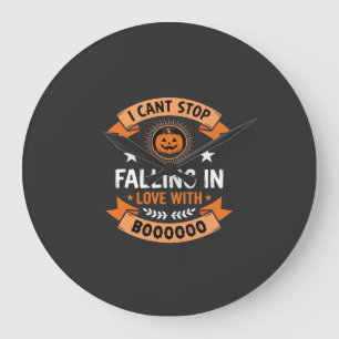 Halloween Pumpkin Falling In Love Large Clock