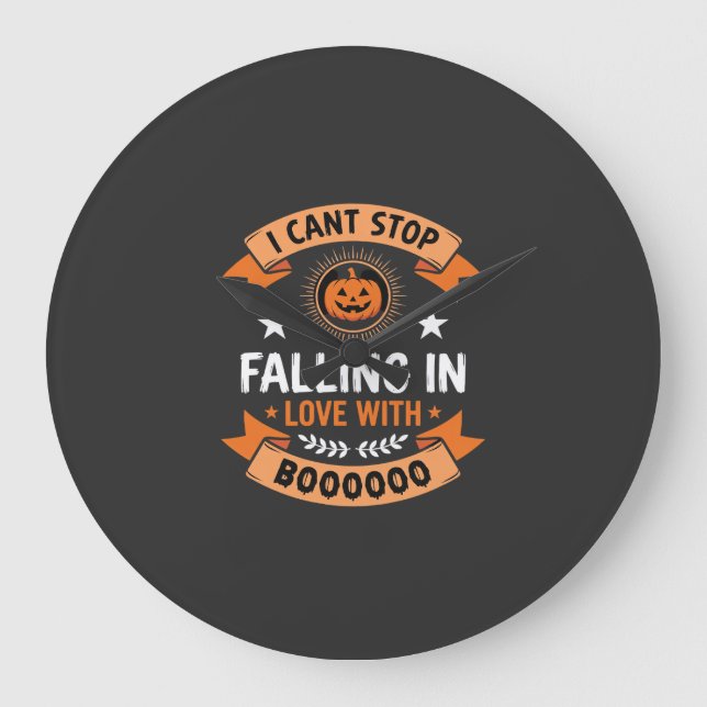 Halloween Pumpkin Falling In Love Large Clock (Front)