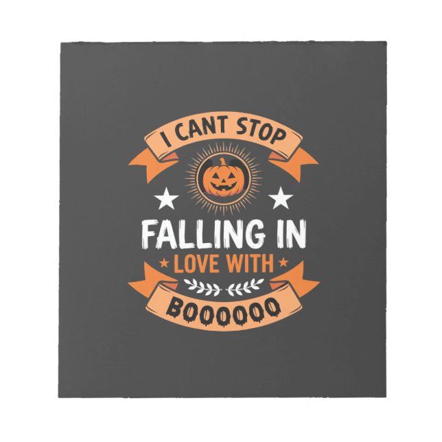 Halloween Pumpkin Falling In Love Notepad (Front)
