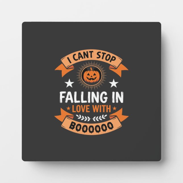 Halloween Pumpkin Falling In Love Plaque (Front)