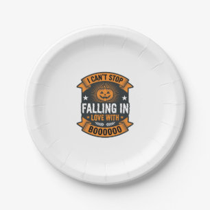 Halloween Pumpkin Falling In Love Vintage Shirt De Paper Plate