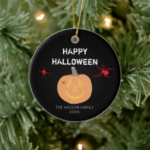 Halloween Pumpkin Family & Year Ceramic Ornament