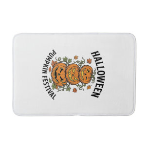 Halloween Pumpkin Festival Vintage Jack O Lantern Bath Mat