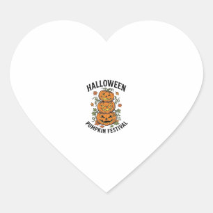 Halloween Pumpkin Festival Vintage Jack O Lantern  Heart Sticker