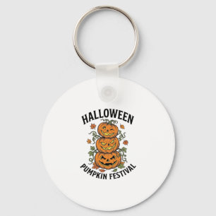 Halloween Pumpkin Festival Vintage Jack O Lantern Key Ring