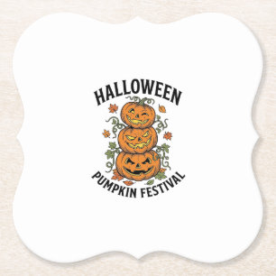 Halloween Pumpkin Festival Vintage Jack O Lantern  Paper Coaster