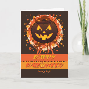 Halloween Pumpkin for Wife - Humour Grunge Menacin Card