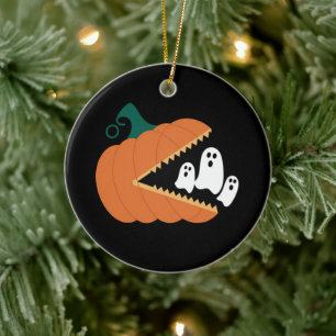 Halloween Pumpkin Funny Ghosts Boys Kids Ceramic Ornament