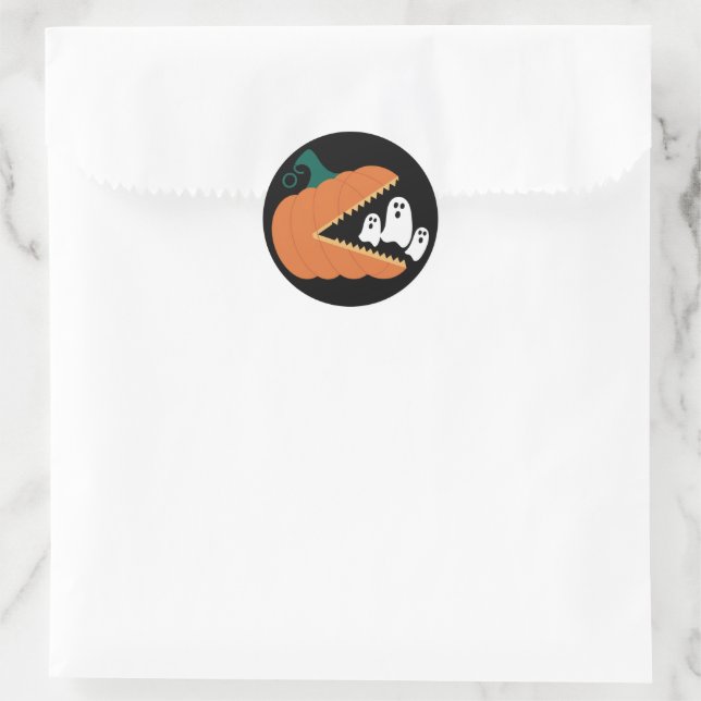 Halloween Pumpkin Funny Ghosts Boys Kids  Classic Round Sticker (Bag)
