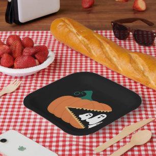 Halloween Pumpkin Funny Ghosts Boys Kids Paper Plate