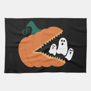 Halloween Pumpkin Funny Ghosts Boys Kids  Tea Towel