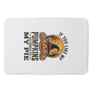 Halloween Pumpkin Funny Vintage Pie Quote_1 Bath Mat