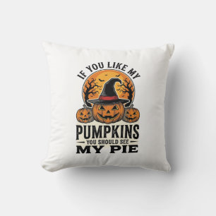 Halloween Pumpkin Funny Vintage Pie Quote_1 Cushion