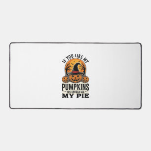 Halloween Pumpkin Funny Vintage Pie Quote_1 Desk Mat