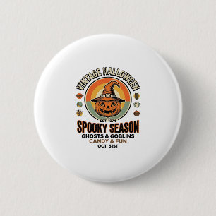 Halloween Pumpkin Funny Vintage Witch Hat_1 6 Cm Round Badge
