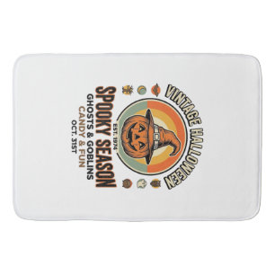 Halloween Pumpkin Funny Vintage Witch Hat_1 Bath Mat