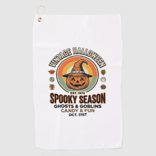 Halloween Pumpkin Funny Vintage Witch Hat_1 Golf Towel