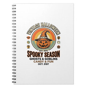 Halloween Pumpkin Funny Vintage Witch Hat_1 Notebook