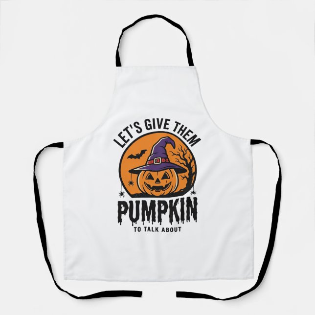 Halloween Pumpkin Funny Witch Hat Spooky Retro_1 Apron (Front)