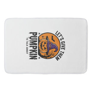 Halloween Pumpkin Funny Witch Hat Spooky Retro_1 Bath Mat